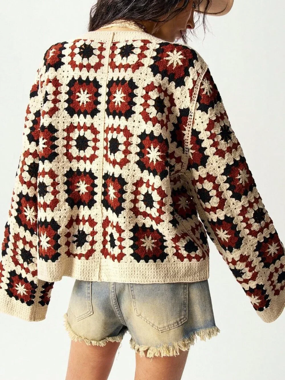 Multicolor Casual Women's Allover Print Front Button Long Sleeve Cardigan
